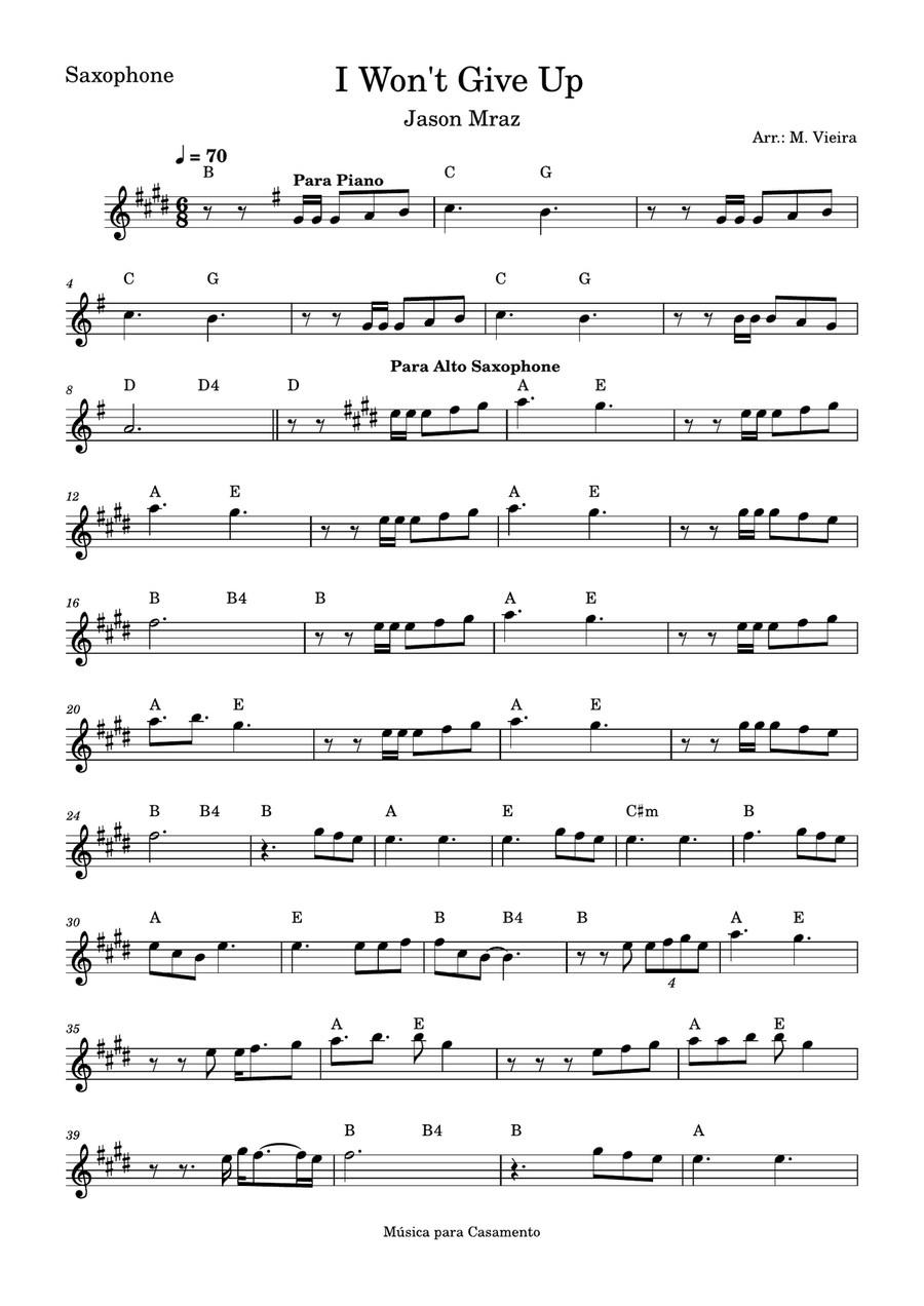 I Won't Give Up I Won't Give Up Alto Saxophone scores gallery preview page 1