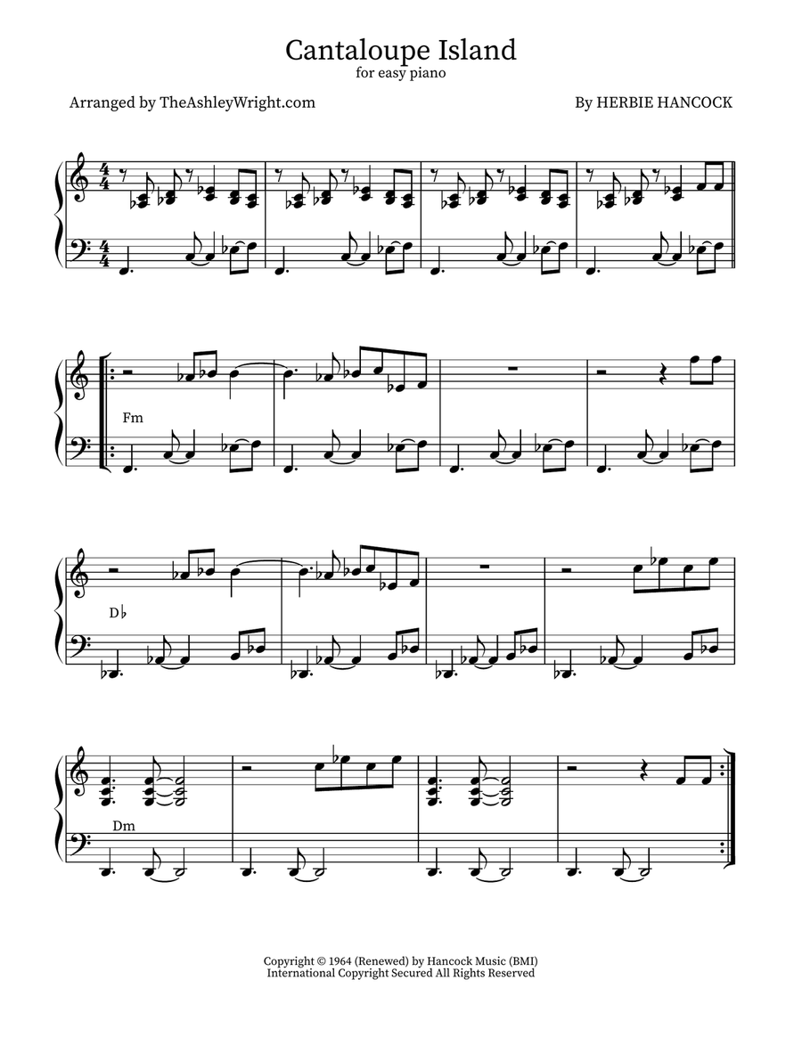 Cantaloupe Island Cantaloupe Island Easy Piano scores gallery preview page 1