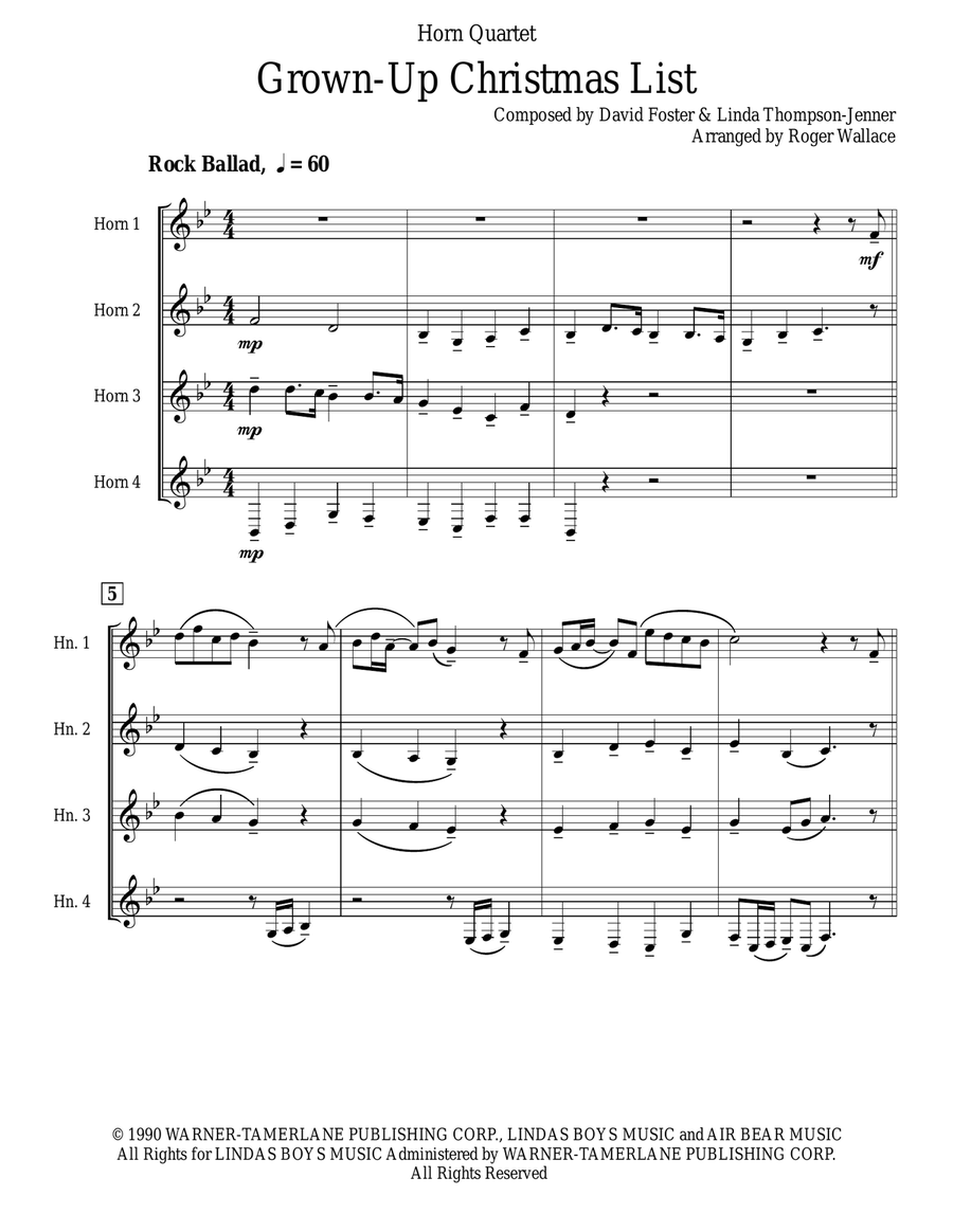 Grown-Up Christmas List Grown-Up Christmas List Brass Quartet scores gallery preview page 1