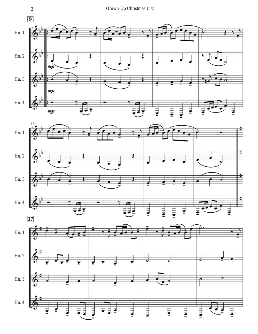Grown-Up Christmas List Grown-Up Christmas List Brass Quartet scores gallery preview page 2