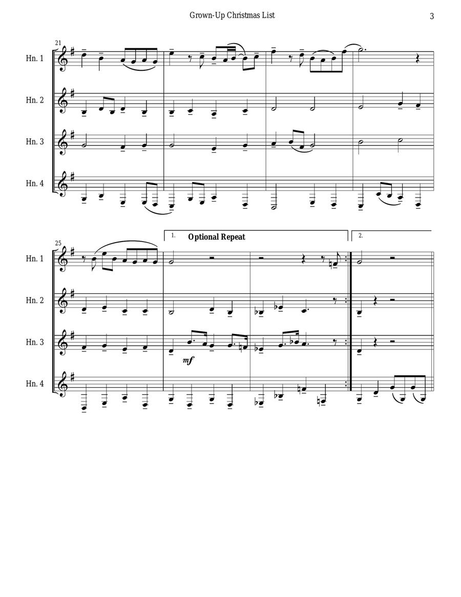 Grown-Up Christmas List Grown-Up Christmas List Brass Quartet scores gallery preview page 3