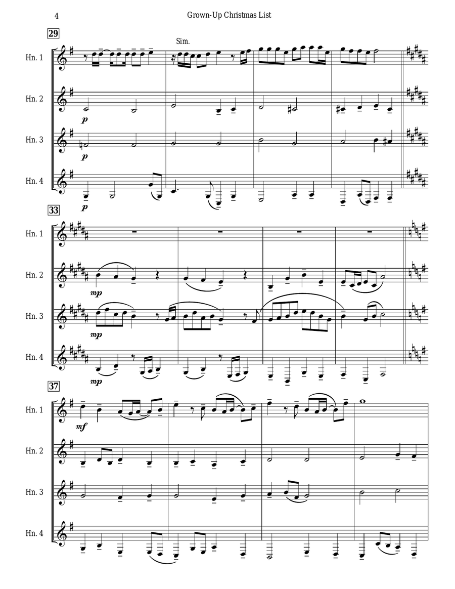 Grown-Up Christmas List Grown-Up Christmas List Brass Quartet scores gallery preview page 4