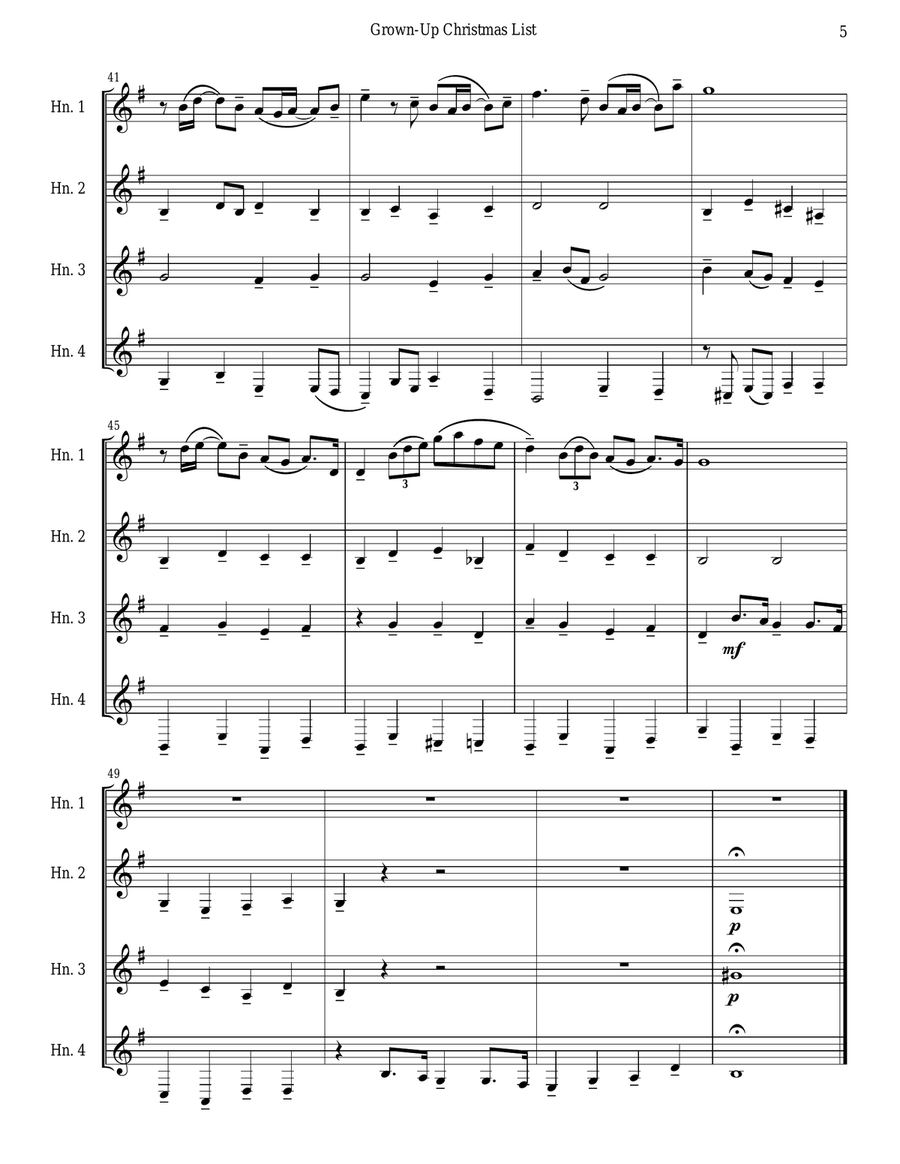 Grown-Up Christmas List Grown-Up Christmas List Brass Quartet scores gallery preview page 5