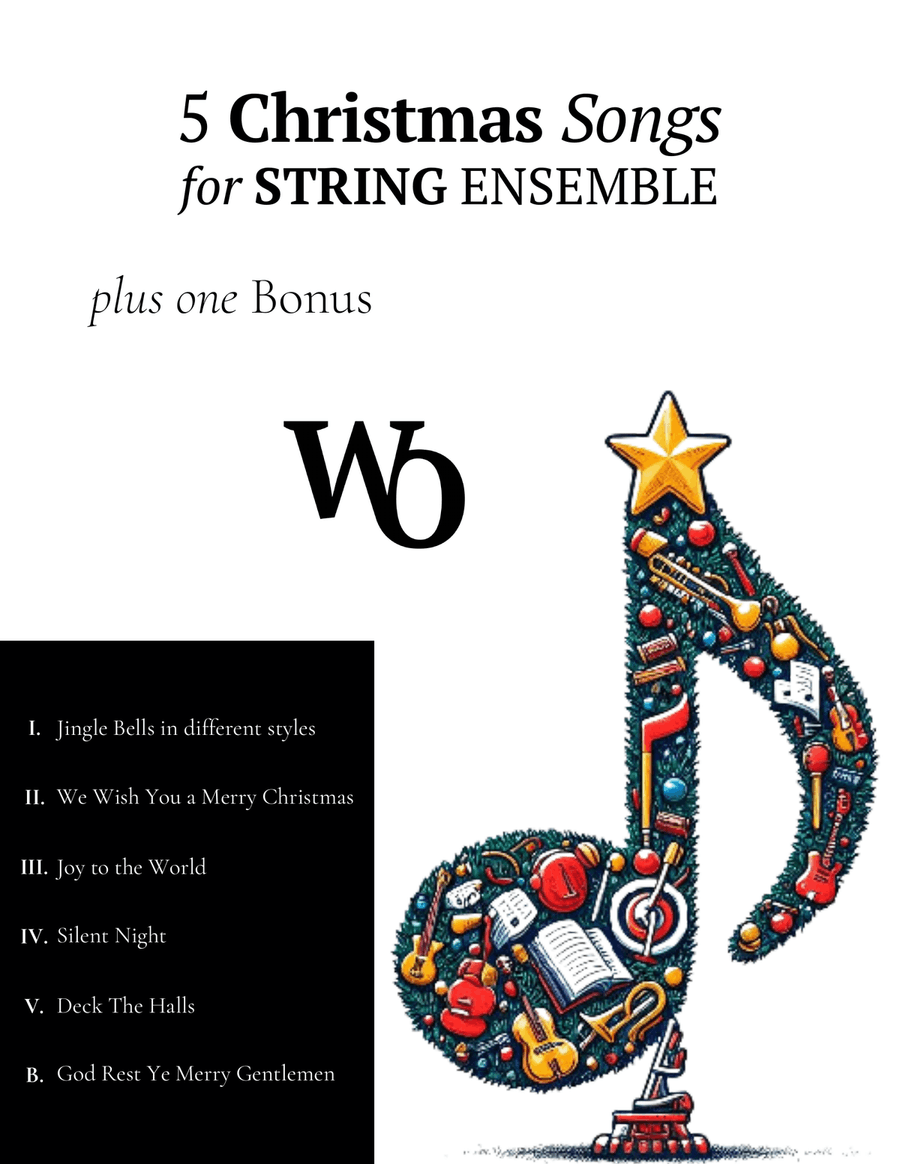 5 Christmas Songs for String Ensemble plus one Bonus Chamber Music scores gallery preview page 1