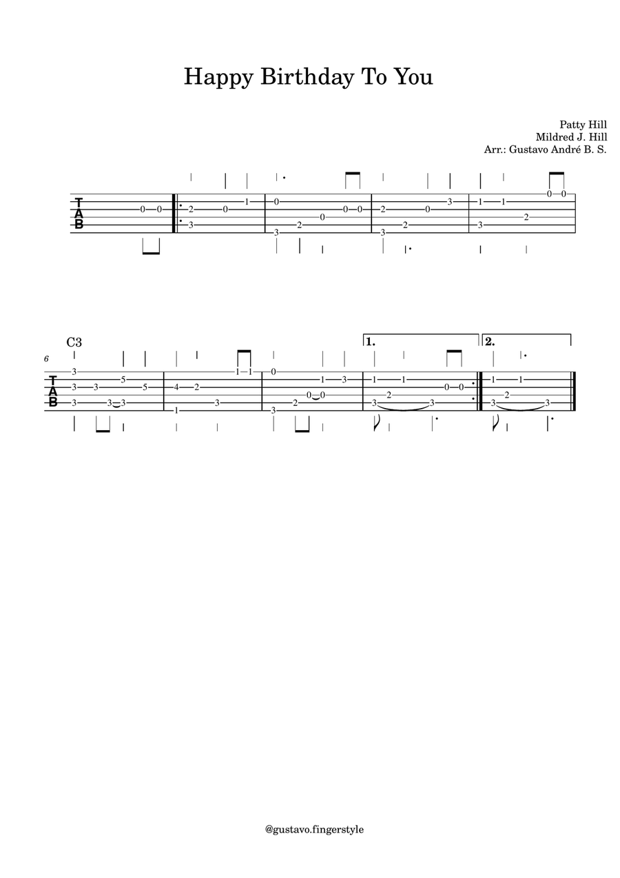 Happy Birthday To You Happy Birthday To You Acoustic Guitar scores gallery preview page 1