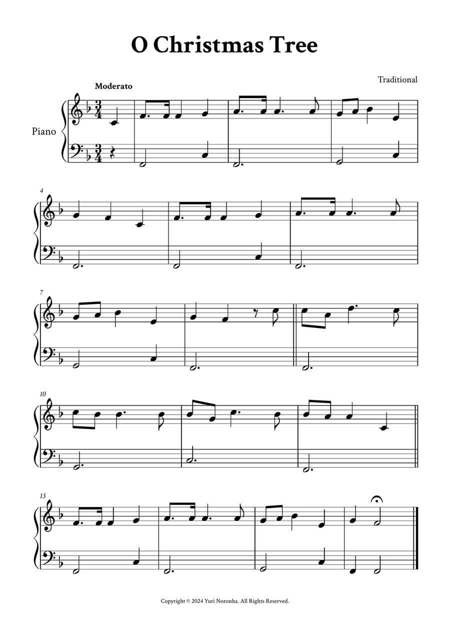 O Christmas Tree - Easy Piano (F Major) by Traditional - Easy Piano ...