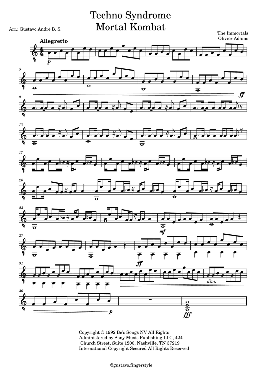 Techno Syndrome Techno Syndrome Guitar Solo scores gallery preview page 1