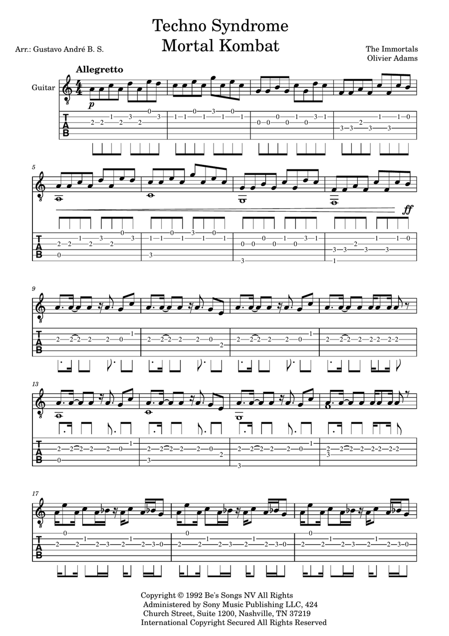 Techno Syndrome Techno Syndrome Guitar Solo scores gallery preview page 1