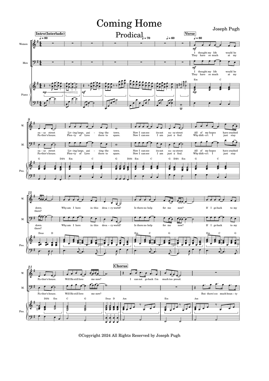 Coming Home Coming Home 4-Part scores gallery preview page 1
