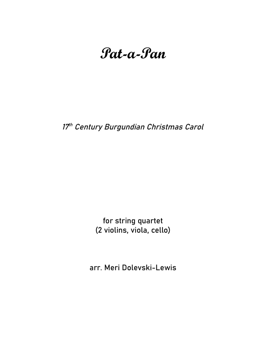 Pat-a-Pan (Pat a Pan): for string quartet String Quartet scores gallery preview page 1