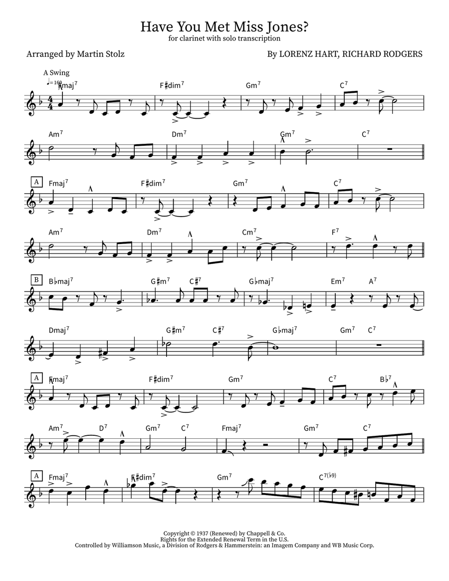 Have You Met Miss Jones? Have You Met Miss Jones? Clarinet scores gallery preview page 1