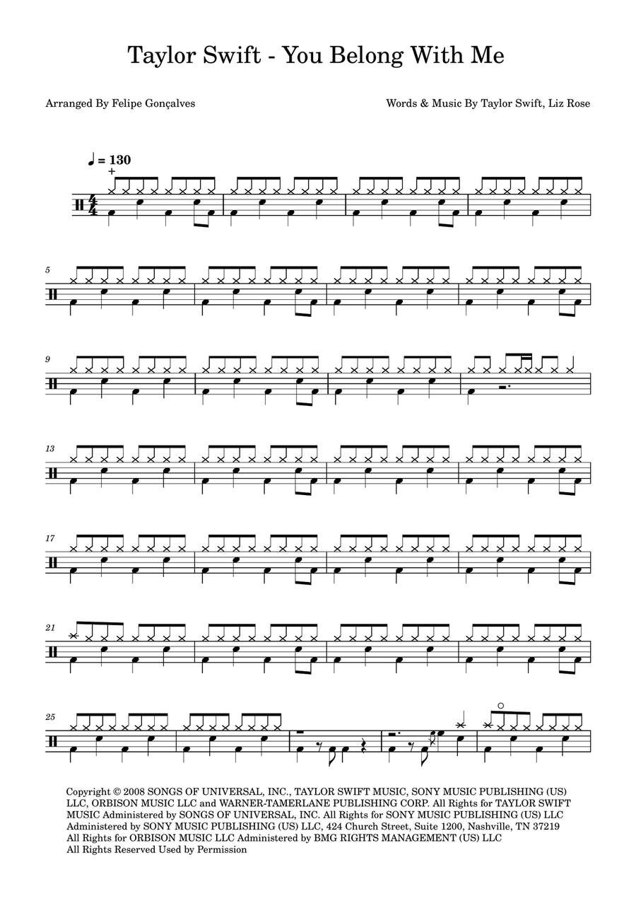 You Belong With Me You Belong With Me Drum Set scores gallery preview page 1