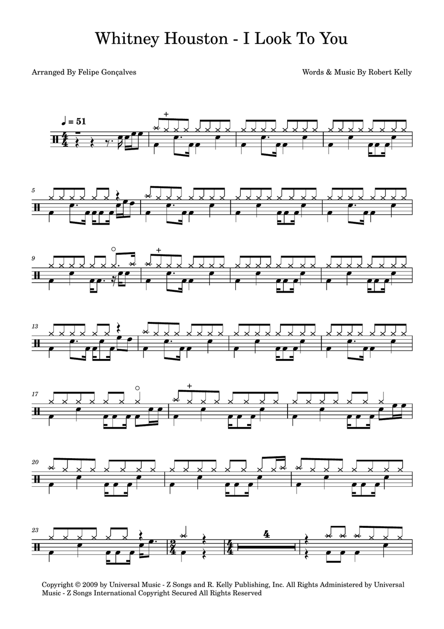 I Look To You I Look To You Drum Set scores gallery preview page 1