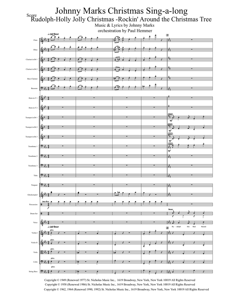 Medley: Rudolph The Red-Nosed Reindeer with A Holly Jolly Christmas and Rockin' Around The Christ... Full Orchestra scores gallery preview page 1