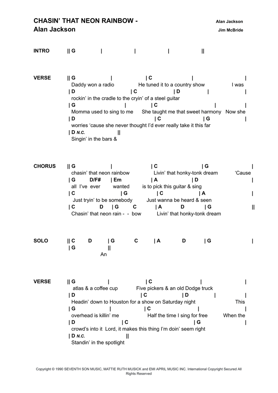 Chasin' That Neon Rainbow Acoustic Guitar scores gallery preview page 1