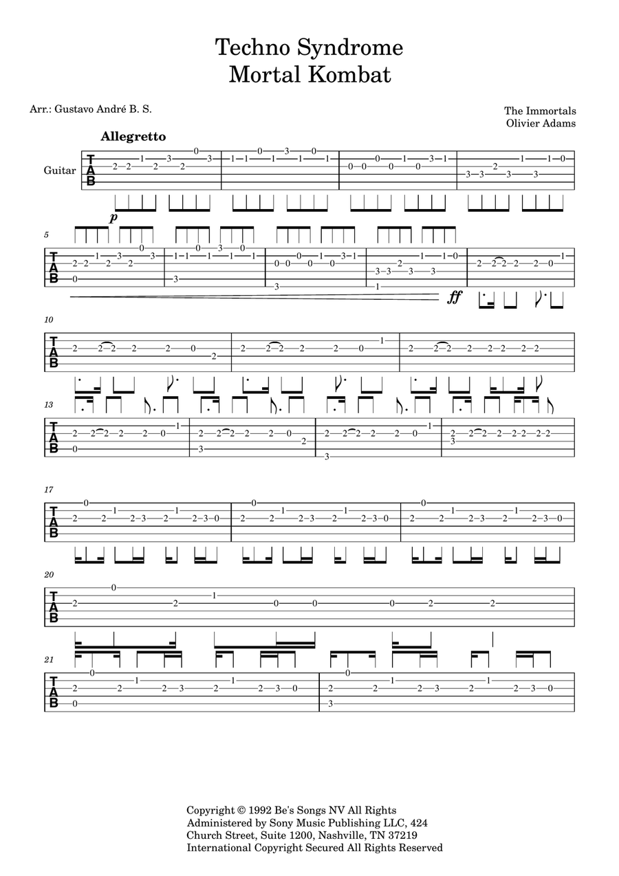 Techno Syndrome Techno Syndrome Guitar Solo scores gallery preview page 1