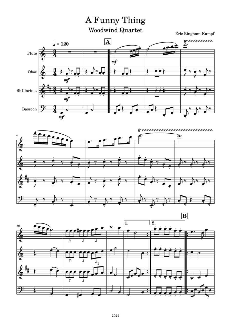 A Funny Thing A Funny Thing Woodwind Quartet scores gallery preview page 1