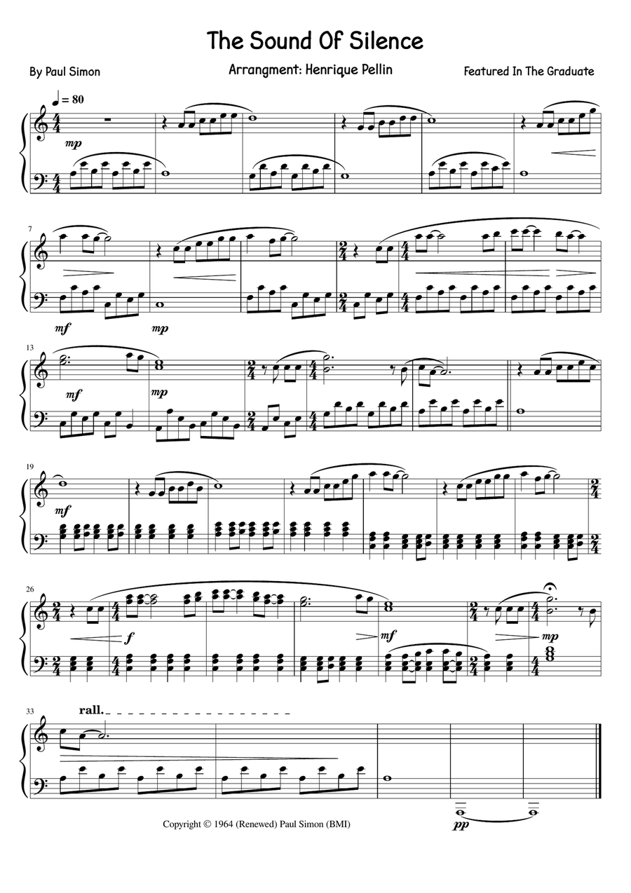 The Sound Of Silence The Sound Of Silence Easy Piano scores gallery preview page 1