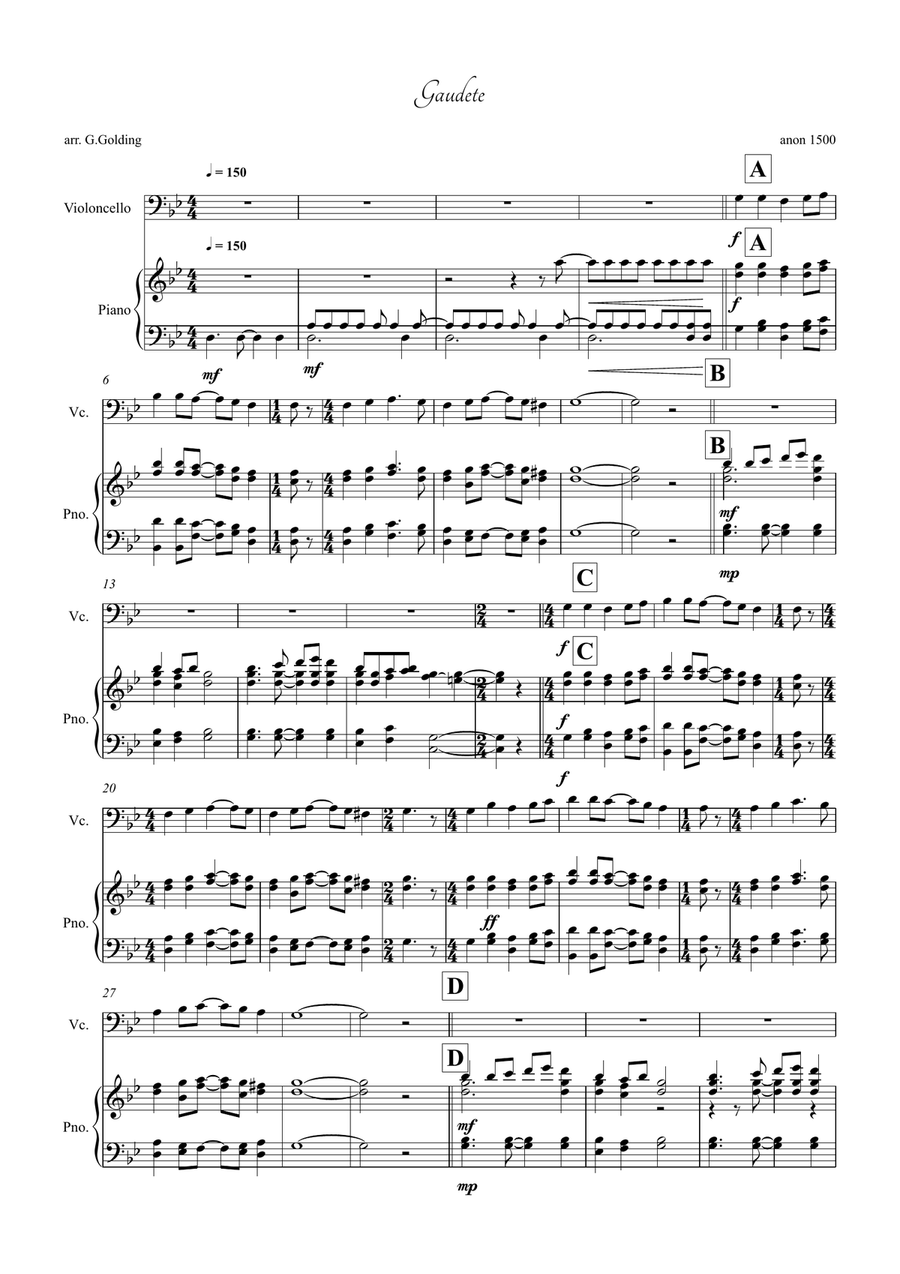 Gaudete Gaudete Piano scores gallery preview page 1
