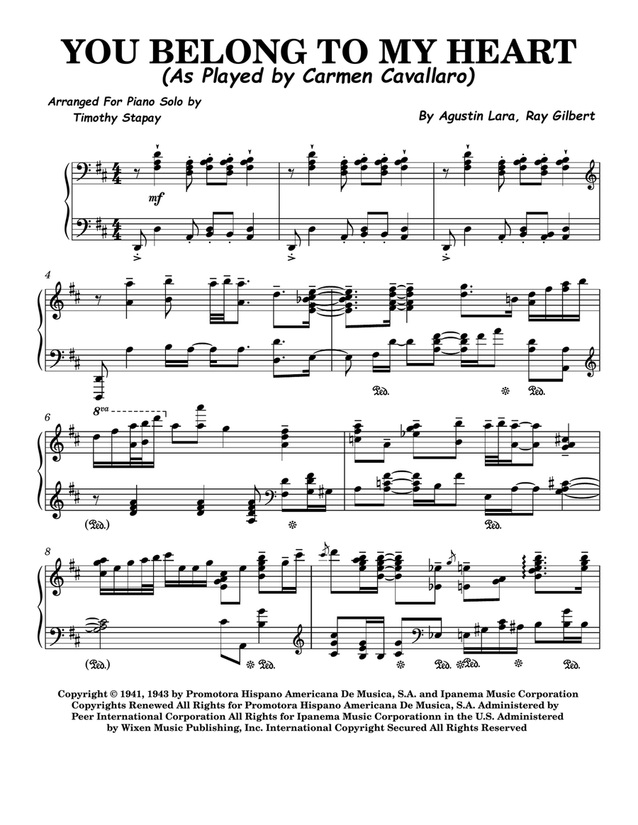 You Belong To My Heart (Solamente Una Vez) Piano Solo scores gallery preview page 1