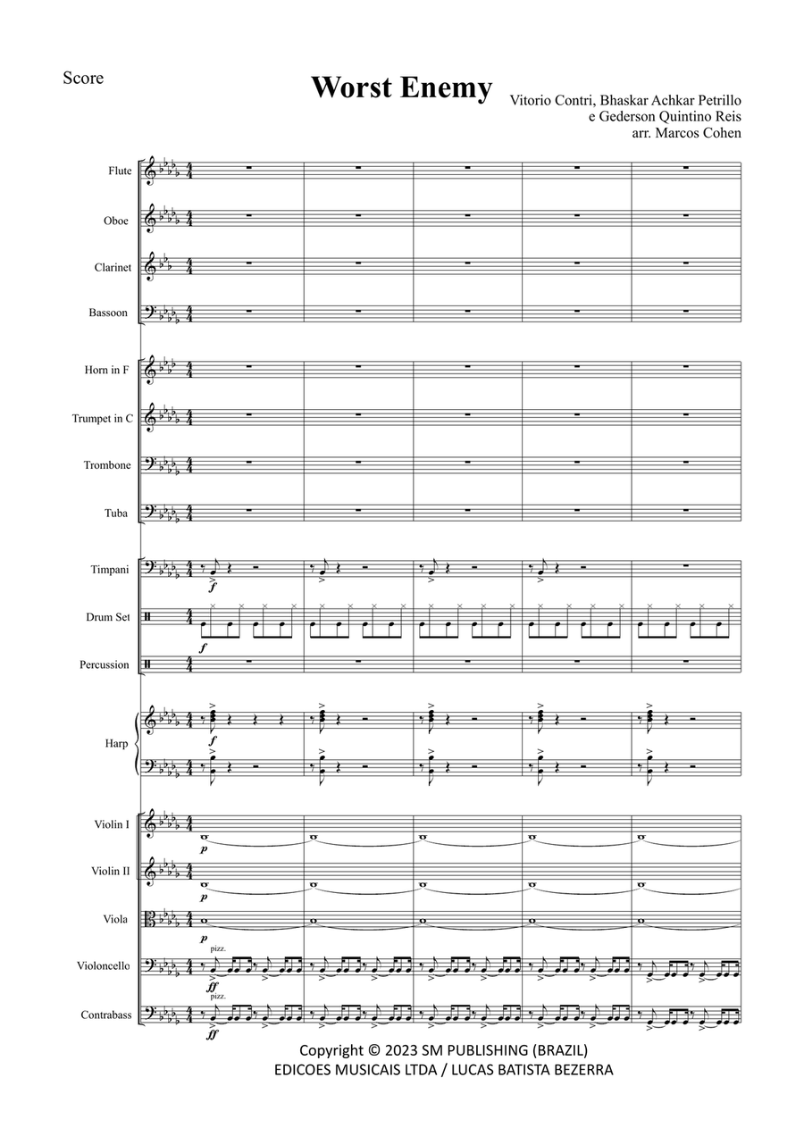 Bhaskar Mojjo Worst Enemy Full Orchestra scores gallery preview page 1