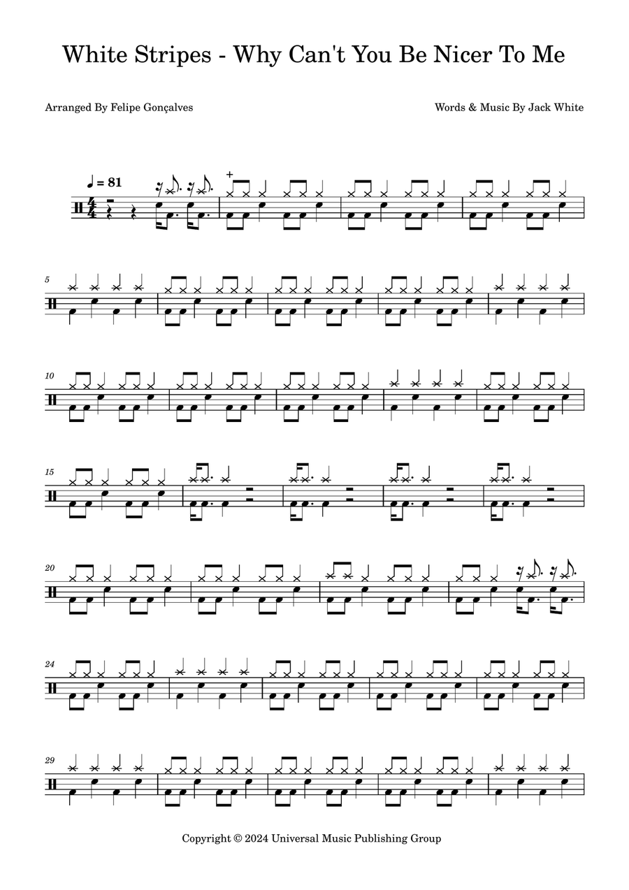 Why Can't You Be Nicer To Me Drum Set scores gallery preview page 1