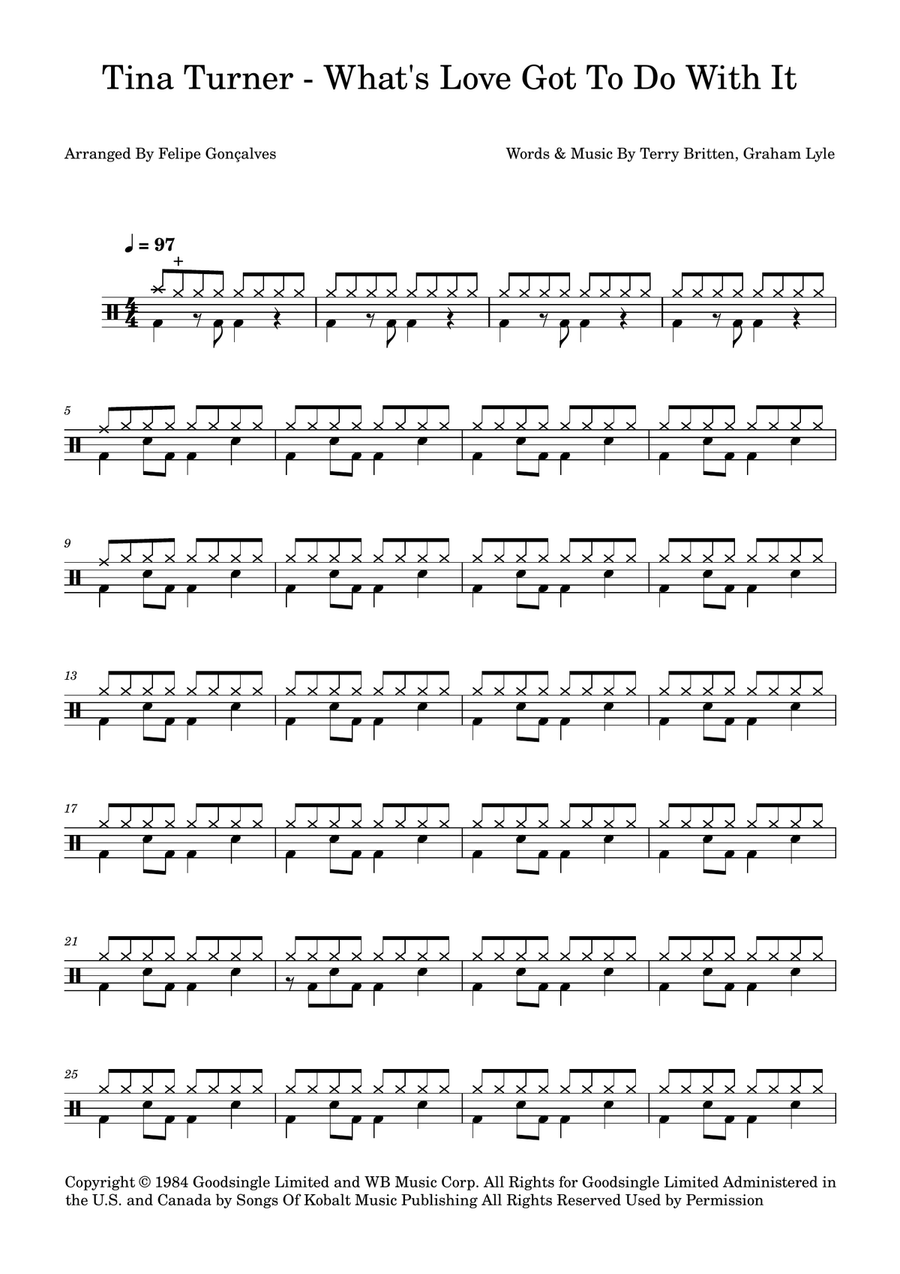 What's Love Got To Do With It Drum Set scores gallery preview page 1