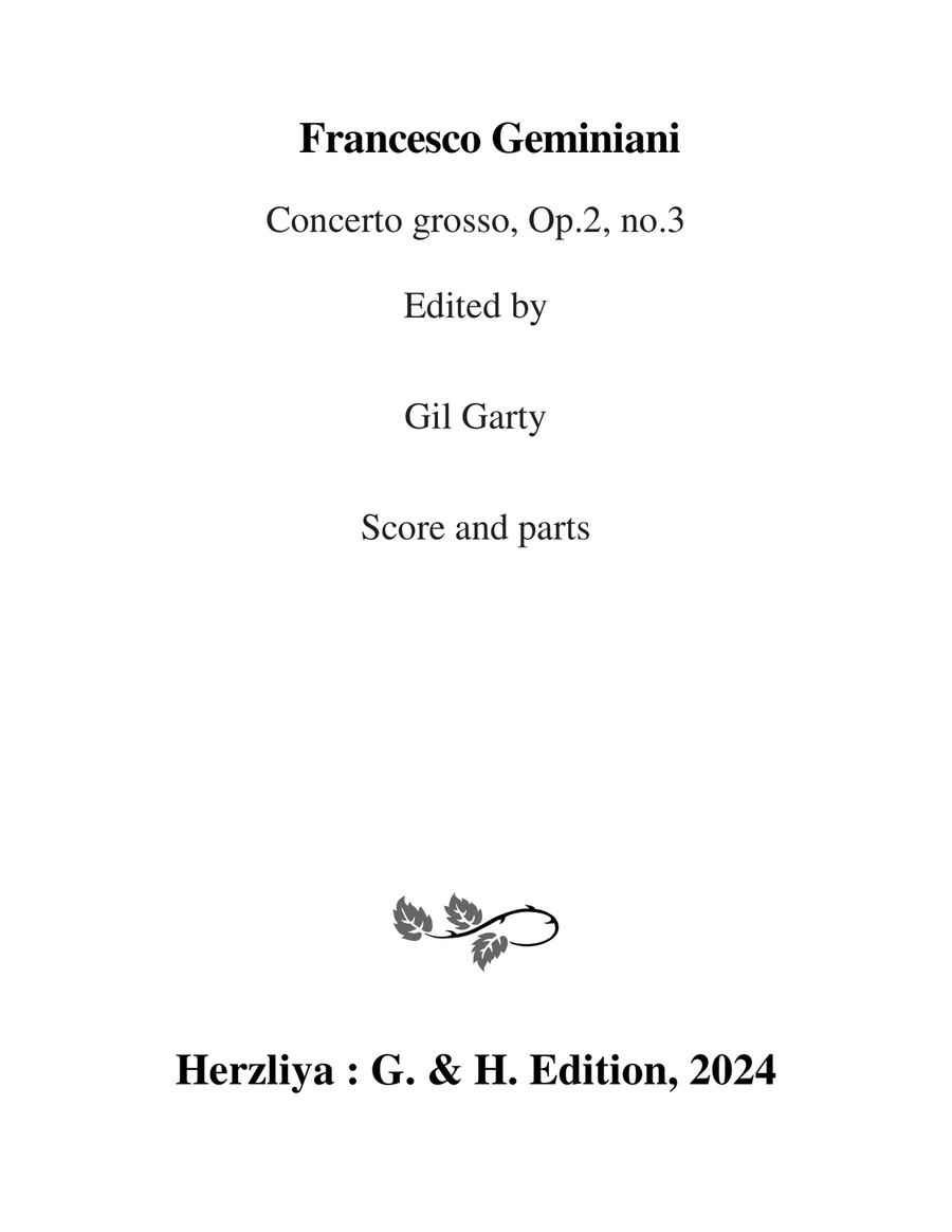Concerto grosso Op.2, no.3 in D minor String Orchestra scores gallery preview page 1