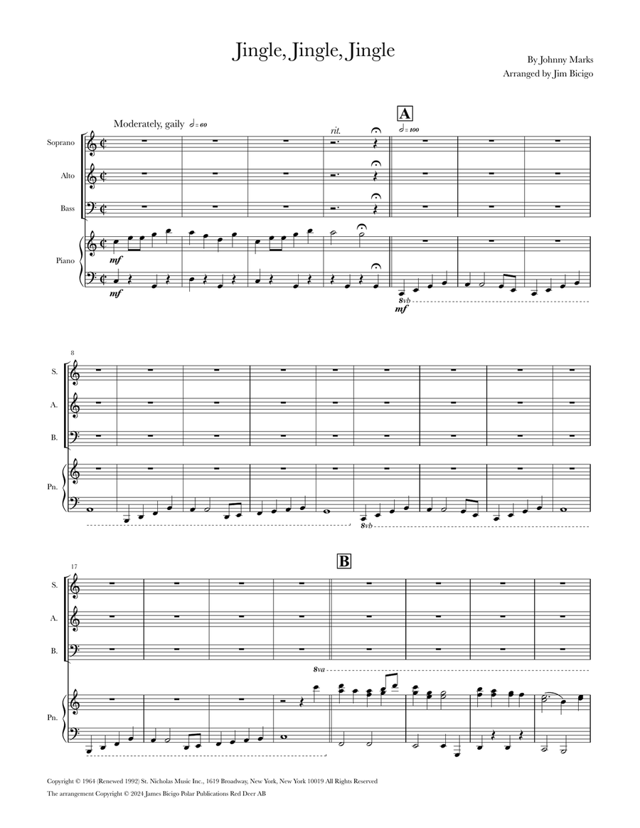 Jingle, Jingle, Jingle Jingle, Jingle, Jingle 3-Part scores gallery preview page 1