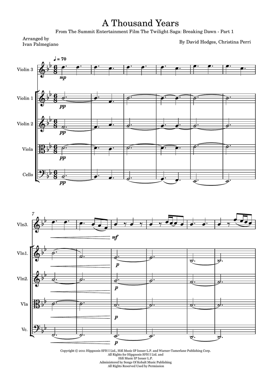 A Thousand Years A Thousand Years String Quintet scores gallery preview page 1