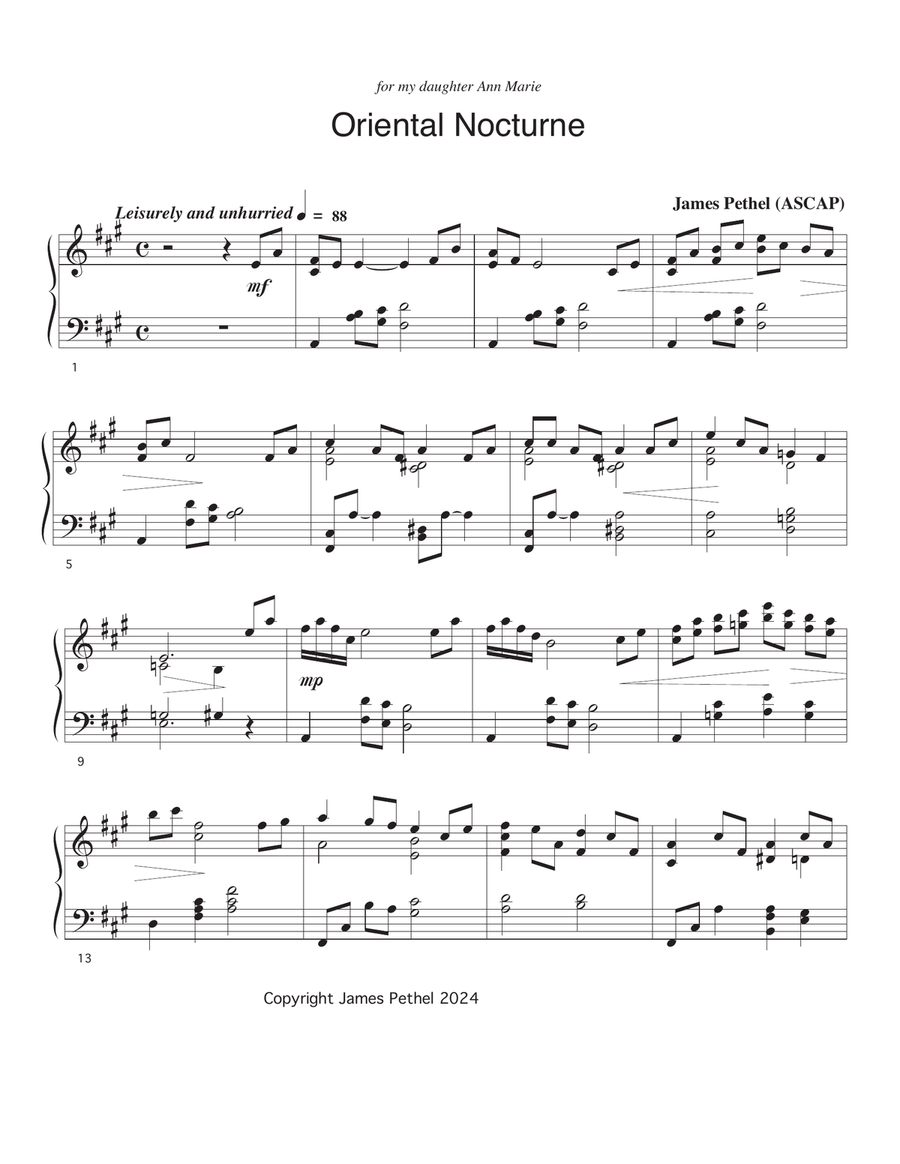 Oriental Nocturne Oriental Nocturne Piano Solo scores gallery preview page 1