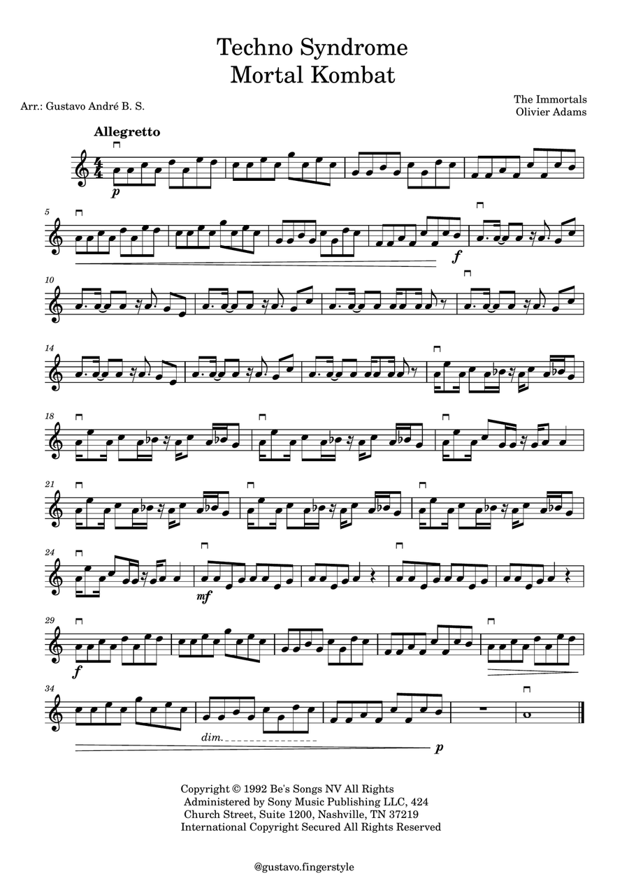 Techno Syndrome Techno Syndrome Violin Solo scores gallery preview page 1