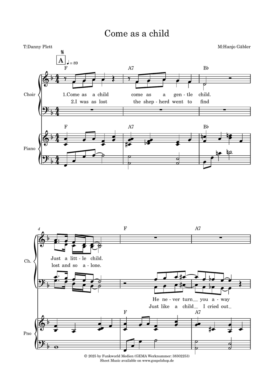 Come as a child Come as a child Piano, Vocal scores gallery preview page 1