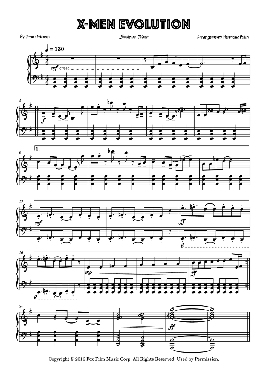 X-Men: Apocalypse - End Titles Easy Piano scores gallery preview page 1
