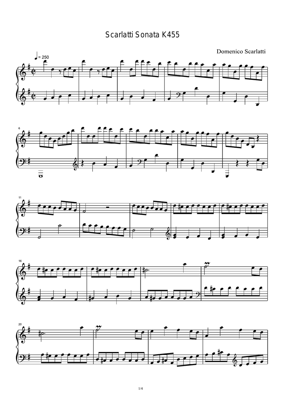 Scarlatti Sonata K455 - Domenico Scarlatti Piano Solo scores gallery preview page 1