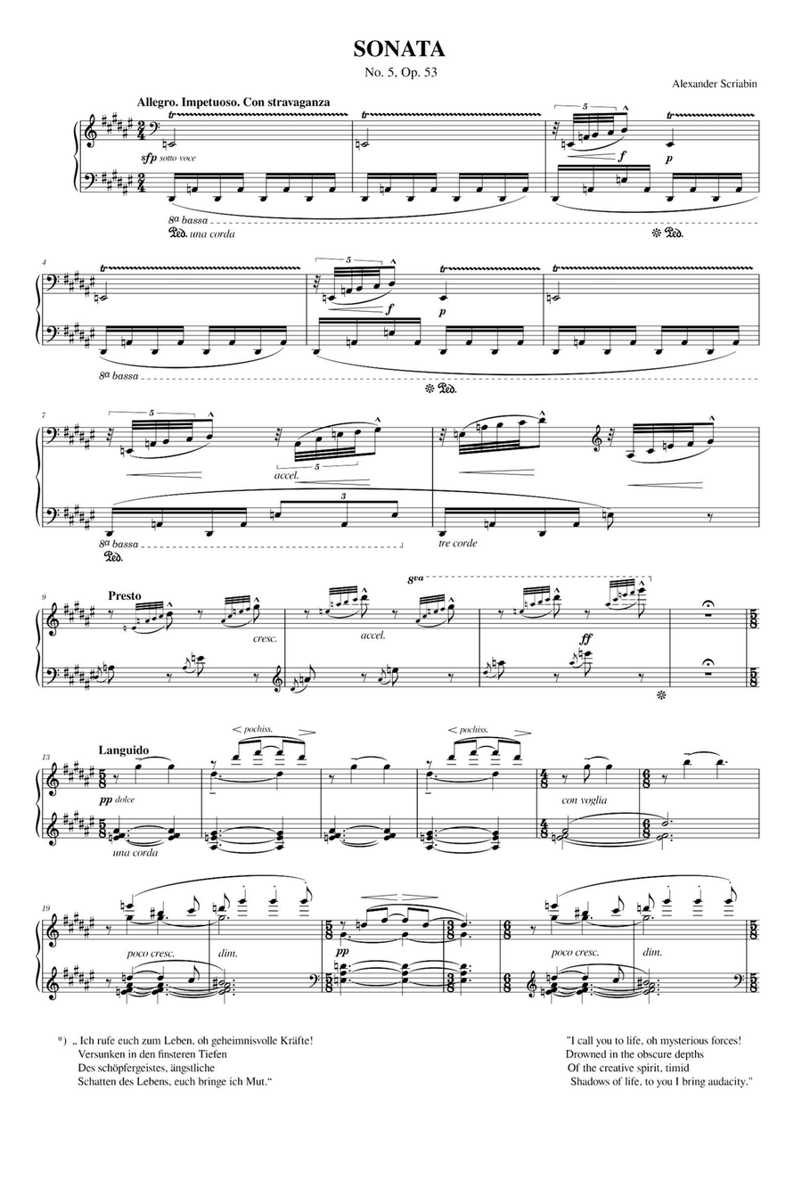 Alexander Scriabin Piano Sonata No.5 Op.53 Piano Solo scores gallery preview page 1