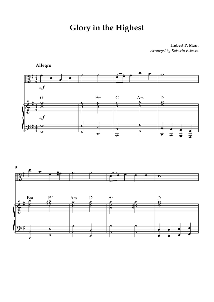 Glory in the Highest Glory in the Highest Viola scores gallery preview page 1