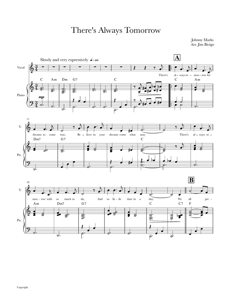 There's Always Tomorrow There's Always Tomorrow Piano, Vocal scores gallery preview page 1