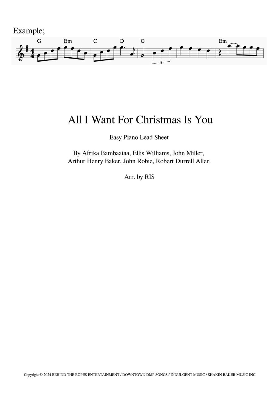 All I Want For Christmas Is You Remix - Baker Piano, Vocal scores gallery preview page 1
