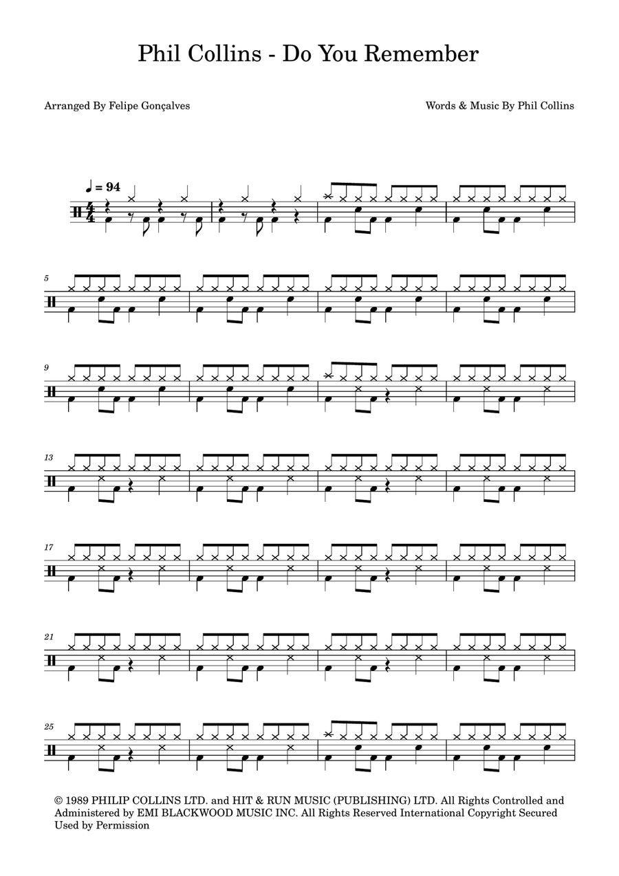 Do You Remember Do You Remember Drum Set scores gallery preview page 1