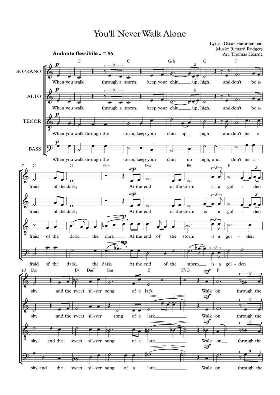 You'll Never Walk Alone You'll Never Walk Alone 4-Part scores gallery preview page 1