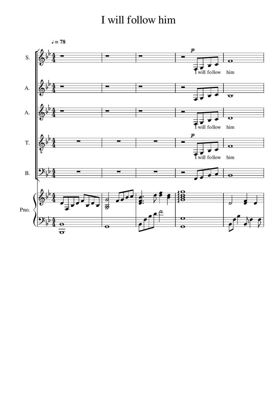 I will follow him SAATB sheet music 4-Part scores gallery preview page 1