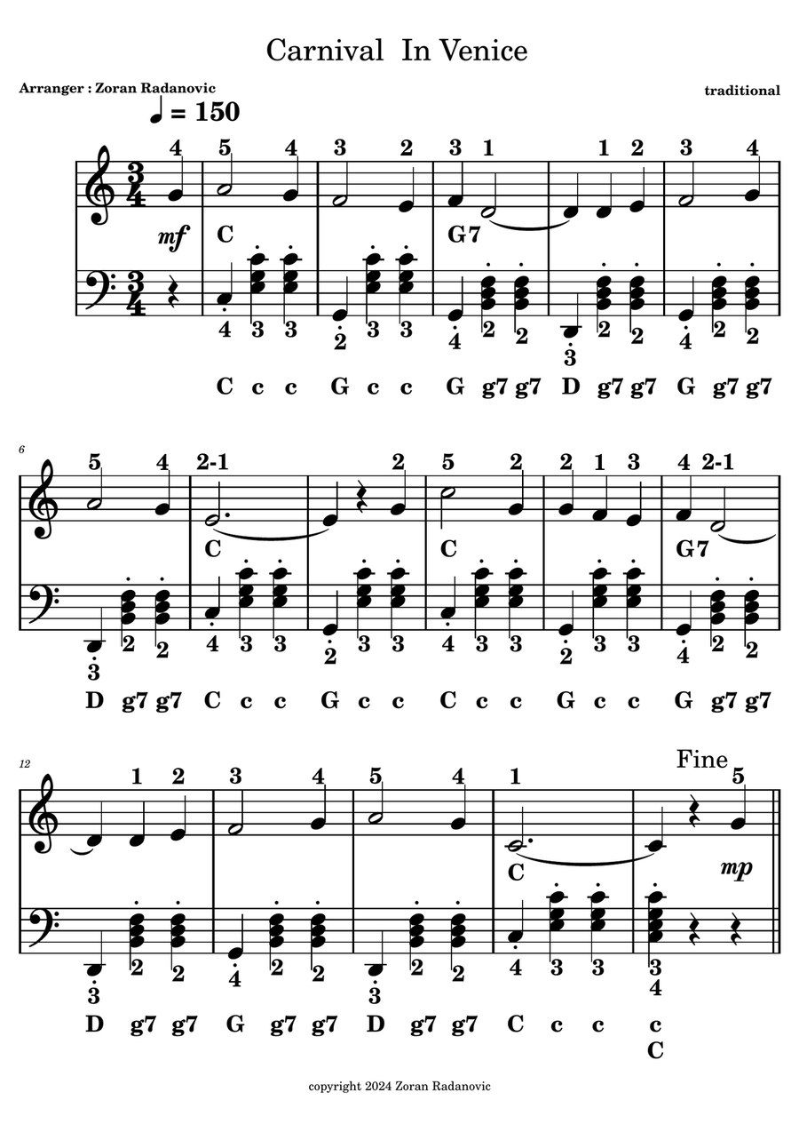 Carnival in Venice - for accordion beginner Accordion scores gallery preview page 1