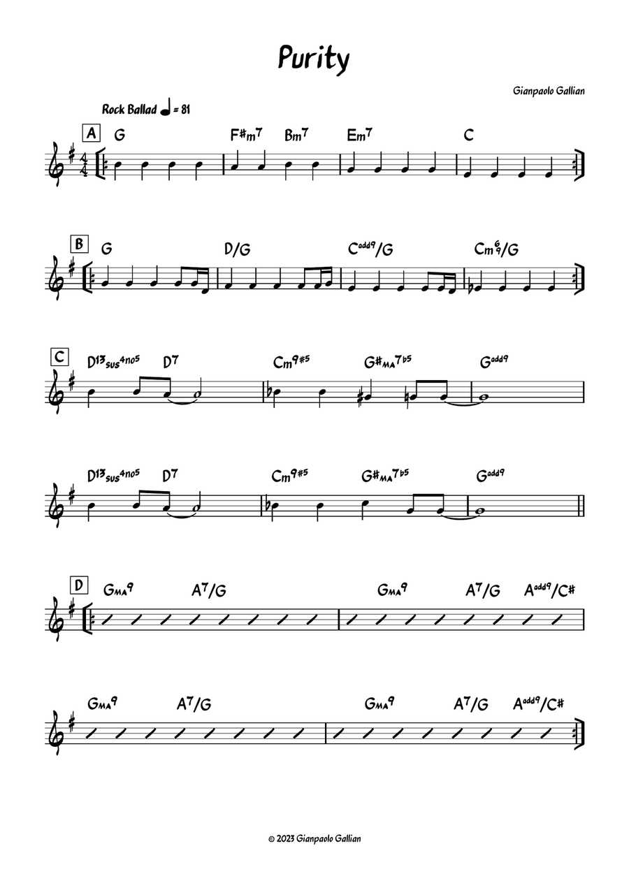 Purity Purity Piano scores gallery preview page 1