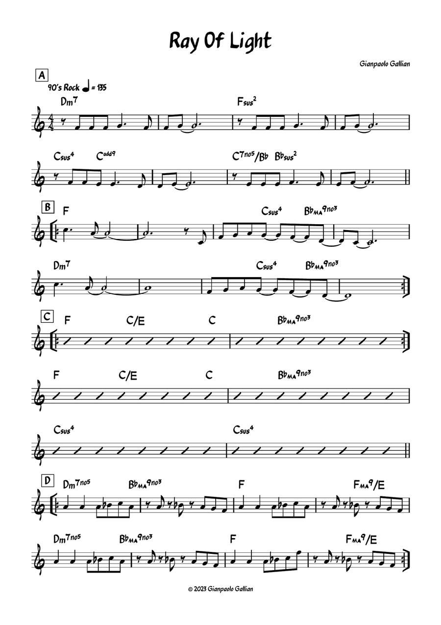 Ray Of Light Ray Of Light Piano scores gallery preview page 1