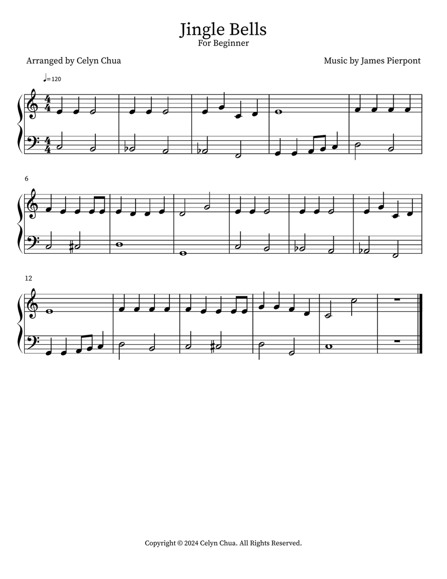 Jingle Bells Jingle Bells Easy Piano scores gallery preview page 1