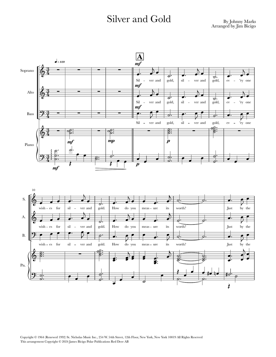 Silver And Gold Silver And Gold 3-Part scores gallery preview page 1