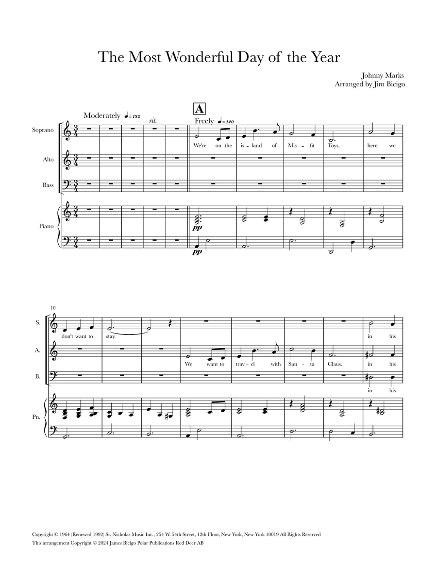 The Most Wonderful Day Of The Year 3-Part scores gallery preview page 1