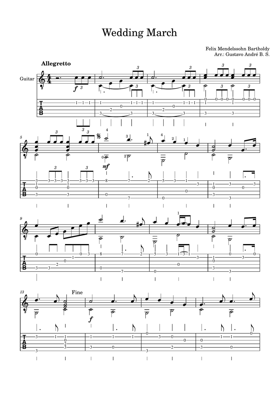 Wedding March Wedding March Acoustic Guitar scores gallery preview page 1