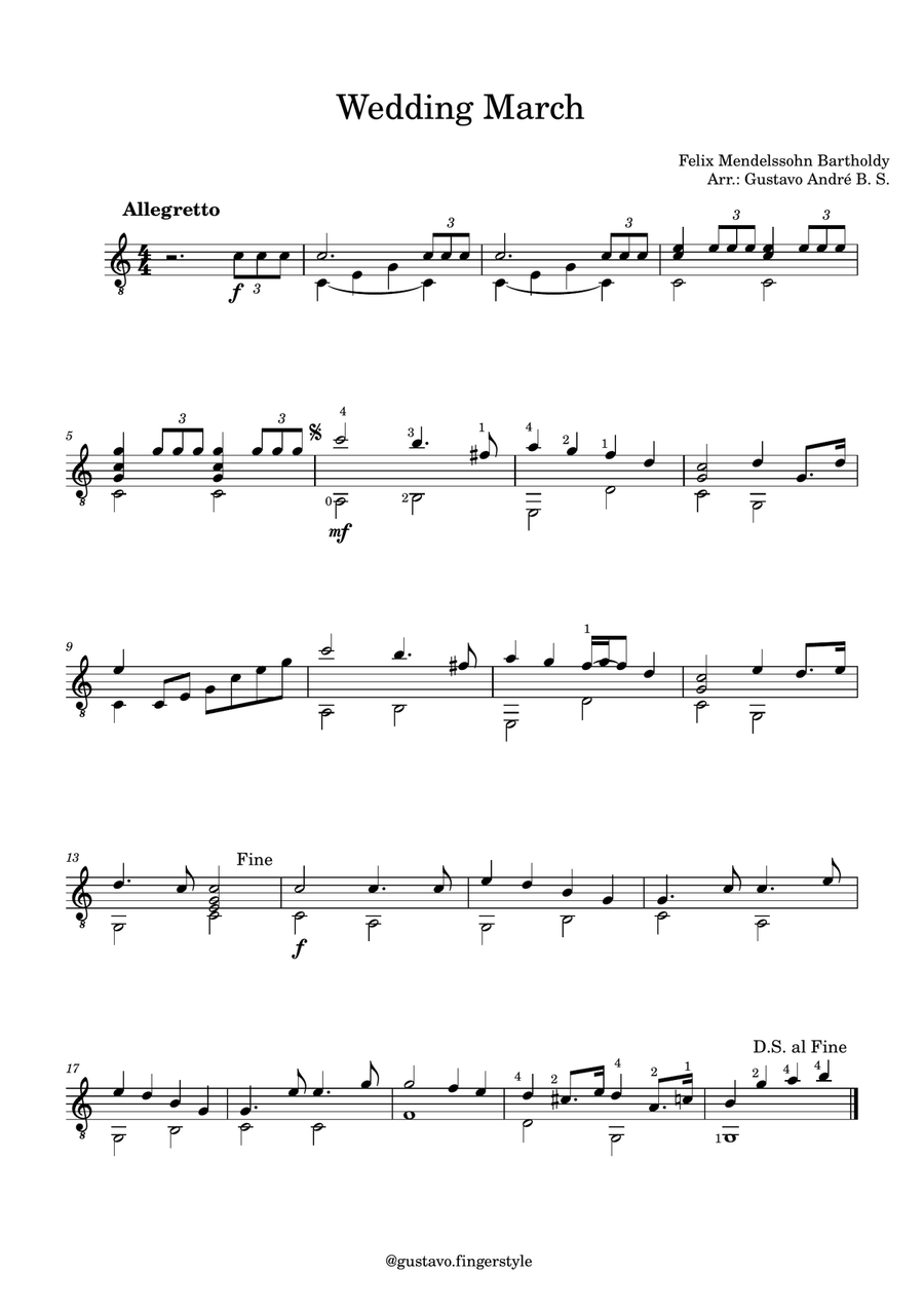 Wedding March Wedding March Acoustic Guitar scores gallery preview page 1